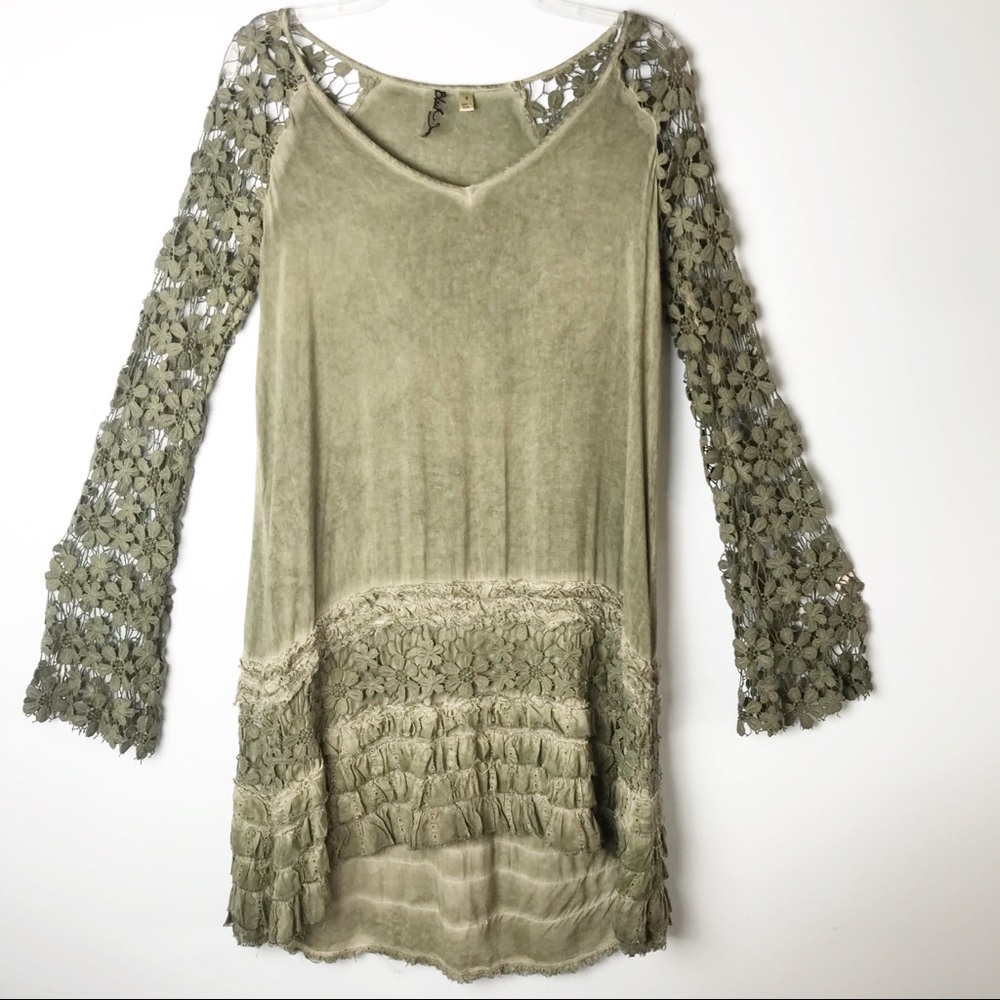 Black Swan "Only One" Ruffle & Lace Shift Dress